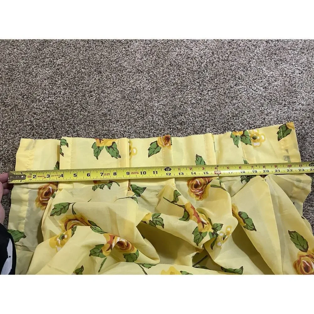 Vintage 70’s Drapery Light Yellow Rose Floral 83in X 23in Two Panels